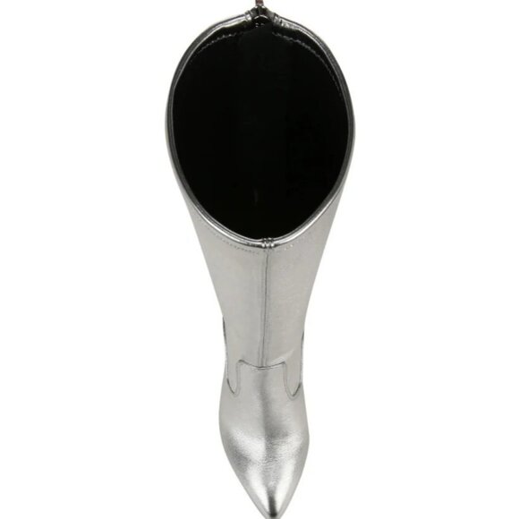 Franco Sarto Womens Katherine Knee High Heeled Boots Silver Metallic Stretch 10 - Picture 4 of 5